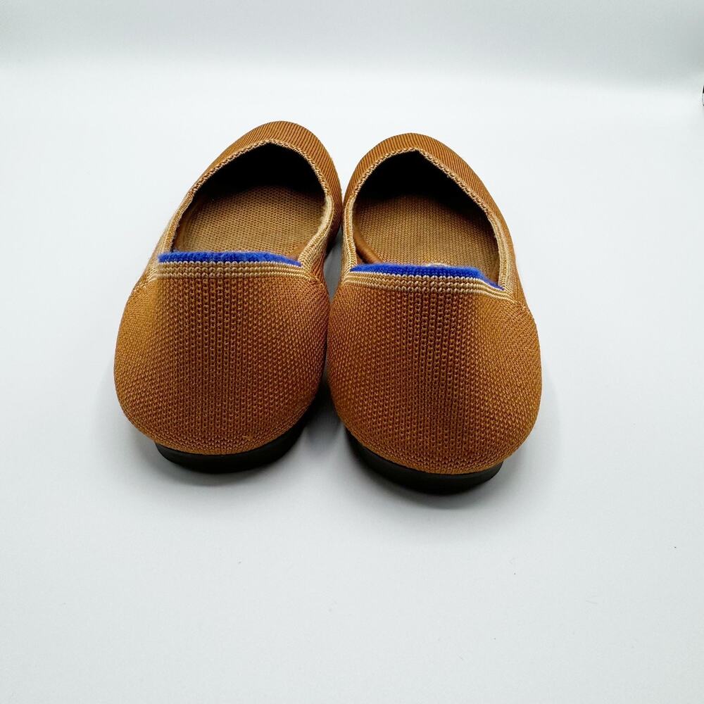 Rothys The Flat Round Toe Ballet Flat Size 6.5 Fawn Brown Slip On Caramel Knit - Picture 2 of 9